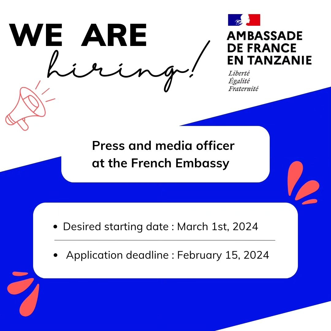 Press and Media Officer Job Vacancy at the Embassy of France in Tanzania