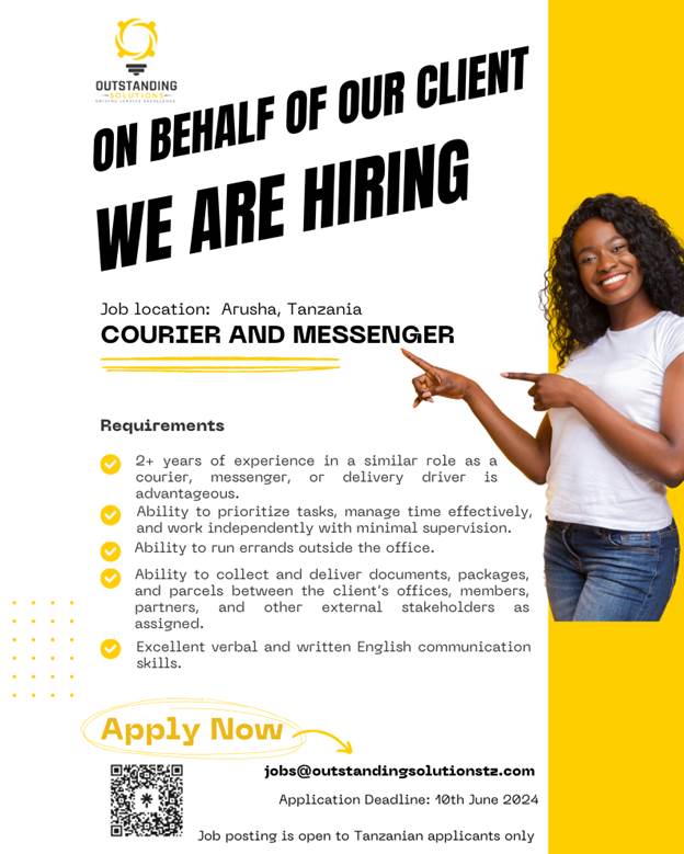 Courier and Messenger Job Vacancy at Outstanding Solutions 