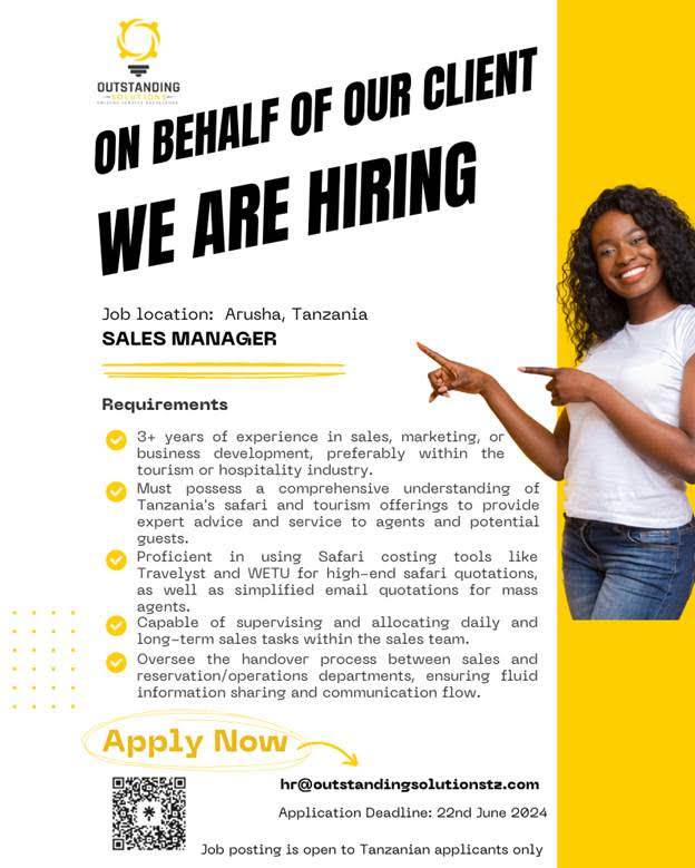 Sales Manager Job Vacancy at Outstanding Solutions