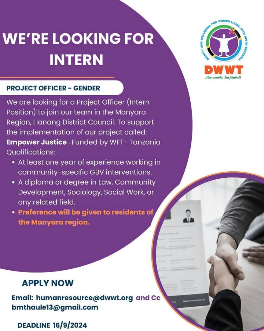 Project Officer (Intern) Job Vacancy at DWWT