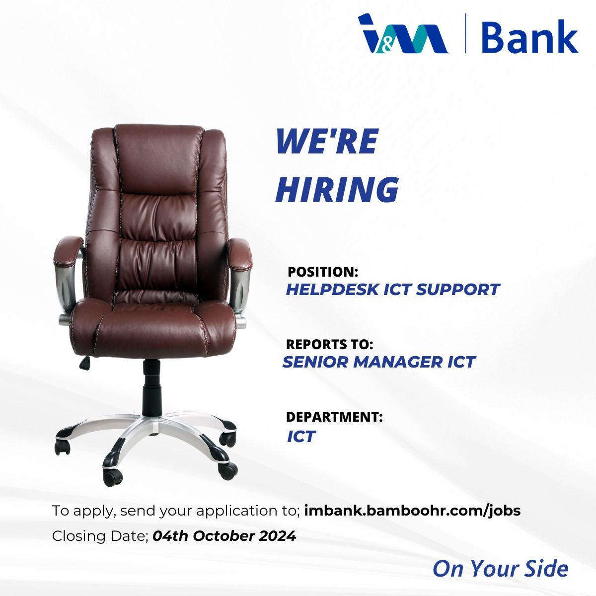 Helpdesk ICT Support Job Vacancy at I&M Bank (T) Limited 