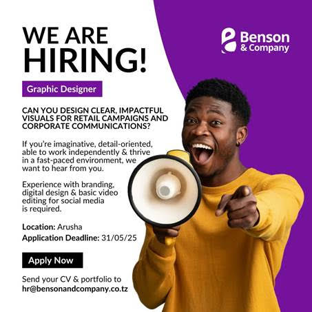 Graphic Designer Job Vacancy at Benson and Company Ltd