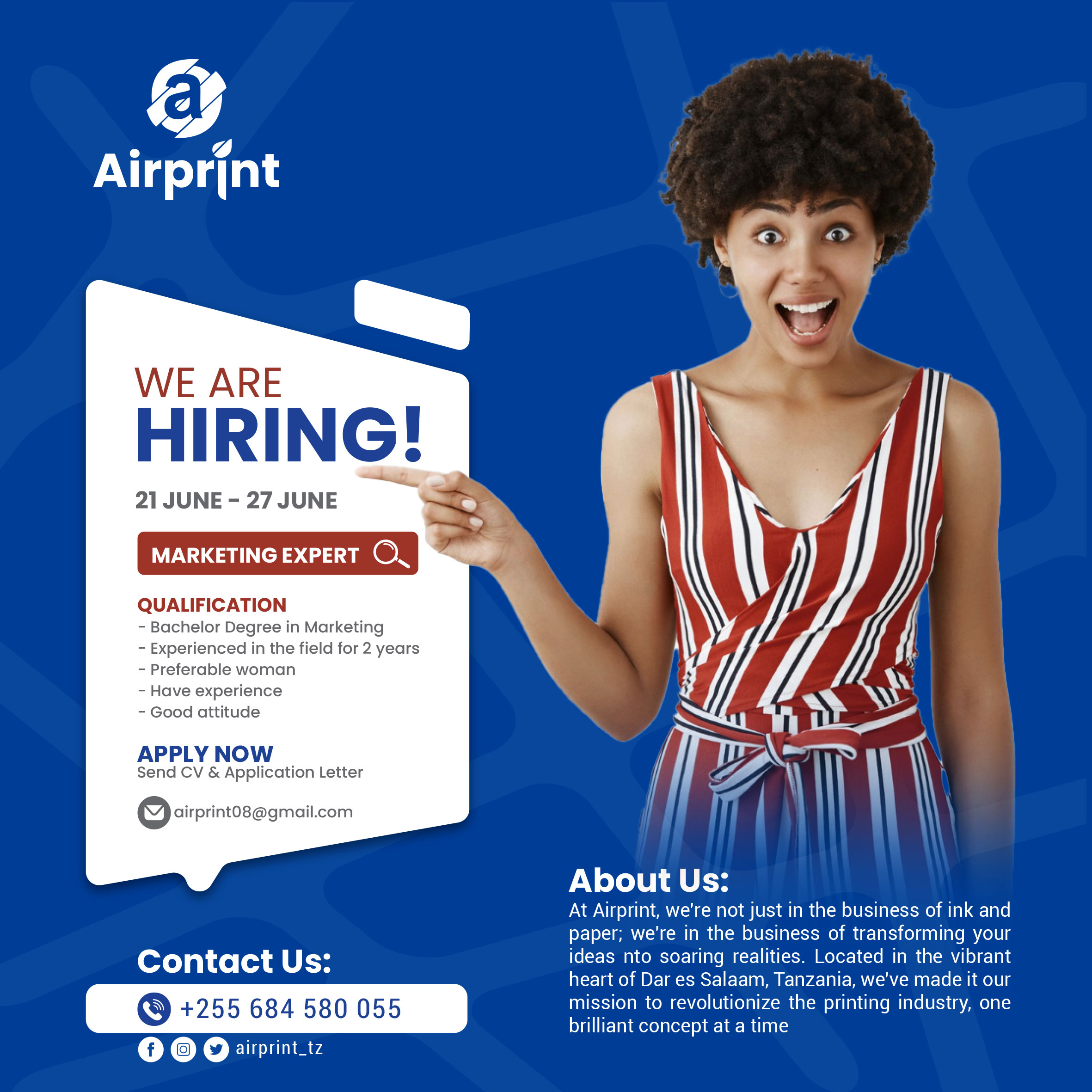 Marketing Officer Job Vacancy at Airprint