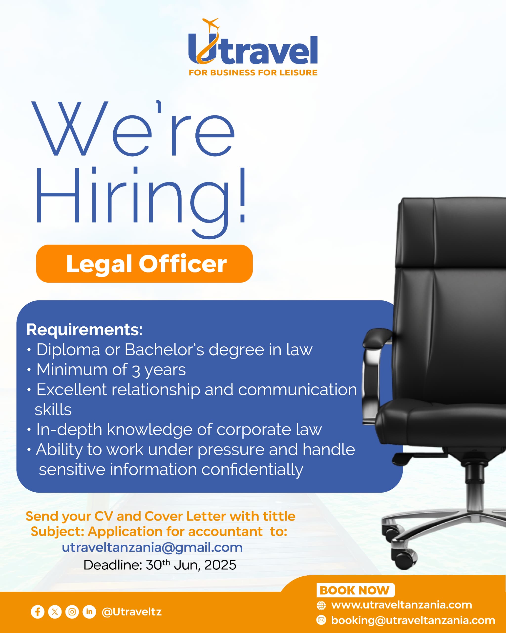 Legal Officer Job Vacancy at Utravel Tanzania