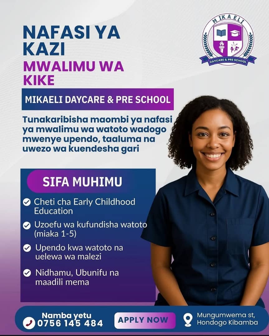 Female Teacher- Mikaeli Daycare & Pre School August 2025