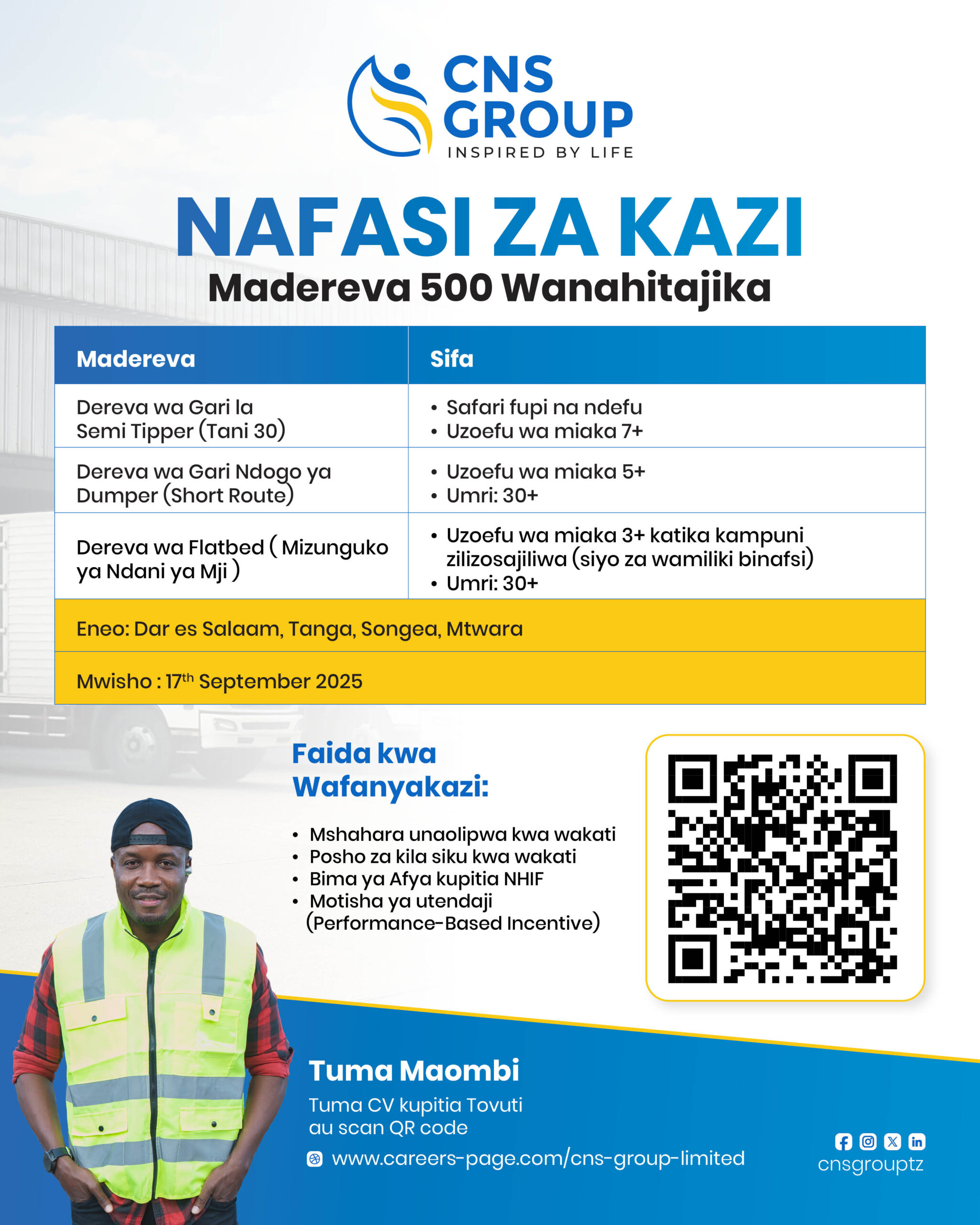 500 Madereva / Drivers Job Vacancies at CNS Group 