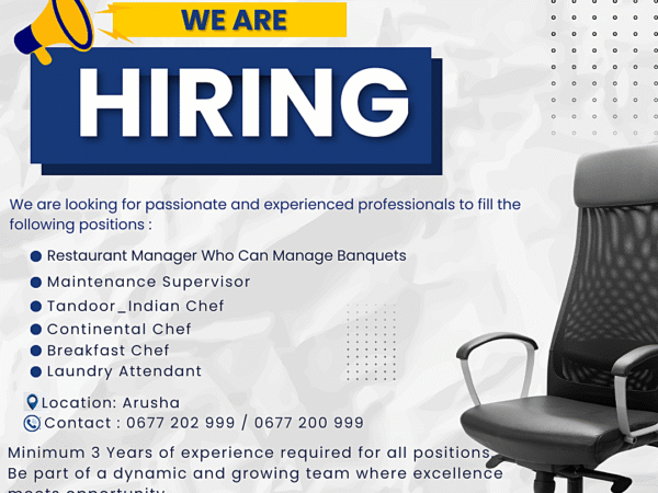 Various Job Vacancies at New Hotel in Arusha - December 2025